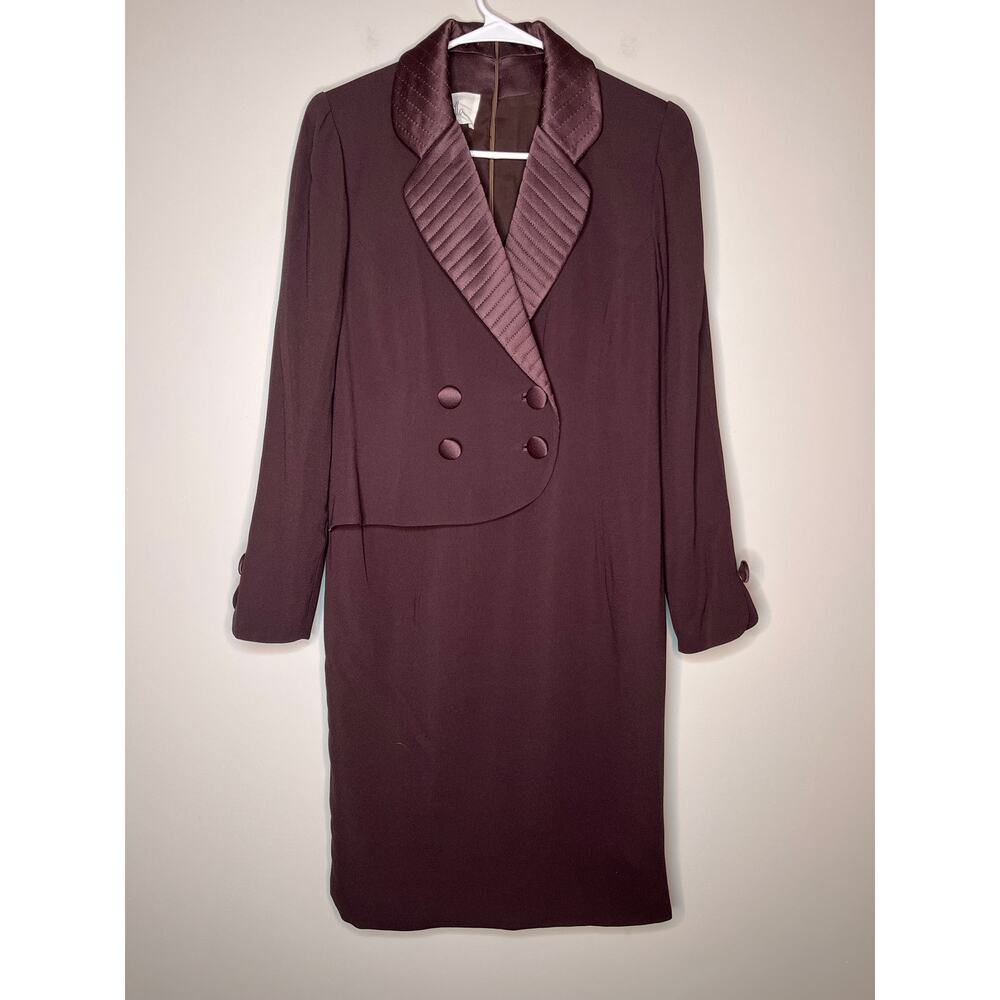 1960s Travilla Chocolate Brown Monroe Quilted Hollywood Tuxedo Blazer Dress M